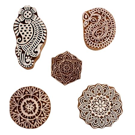 Set of 5 Piece New Mix Wooden Printing Blocks